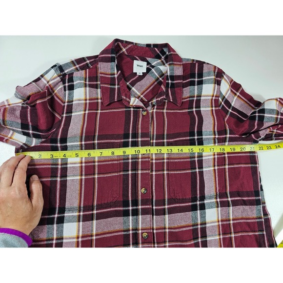 Vans size XL Mens flannel red plaid long sleeve button up (Fits small) Y2k ^ - Picture 7 of 7